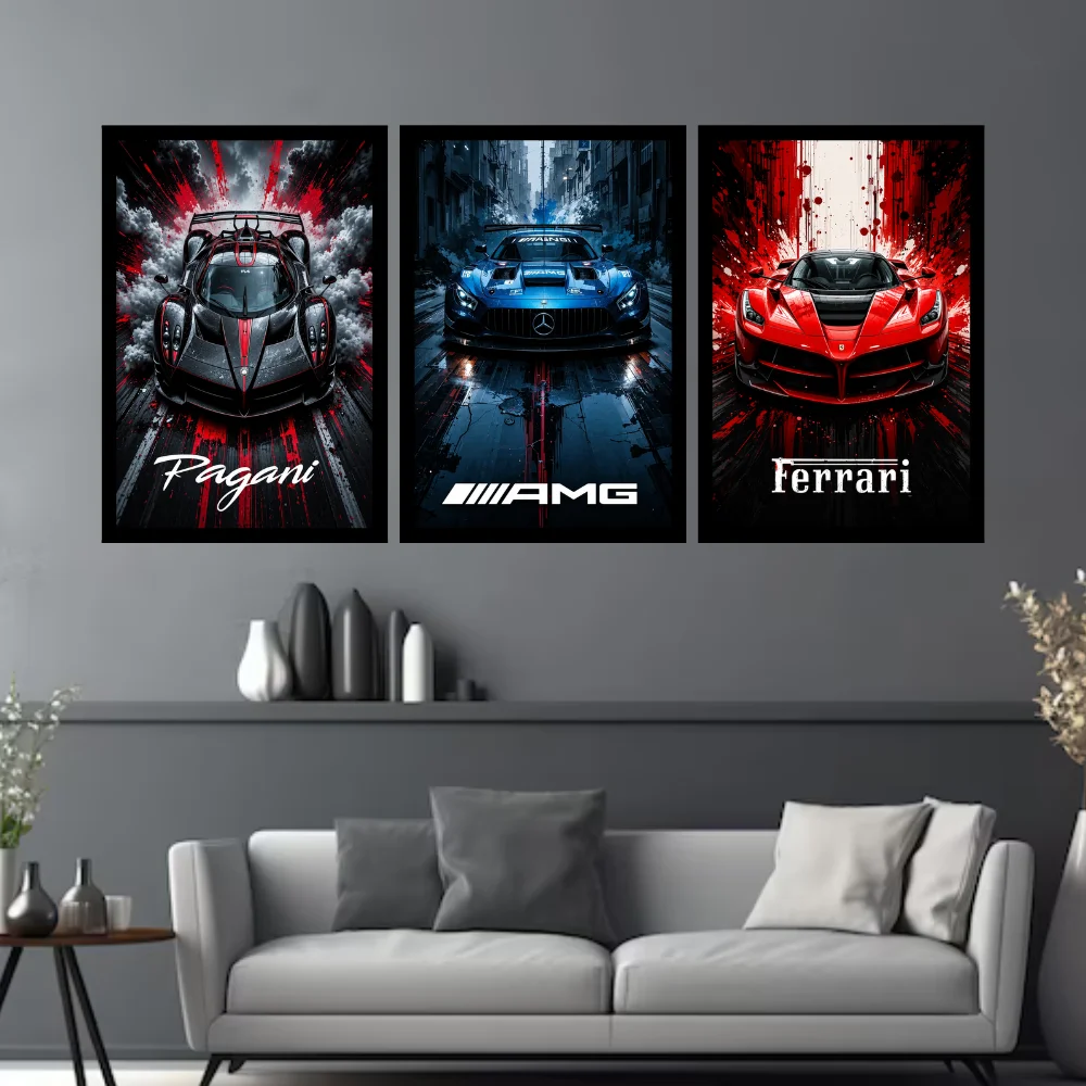 Djane Studio Luxury Cars Wall Frame Set | Premium Wall Art for Living Room, Bedroom, Office & Gaming Room | Pack of 3 | Size 15x10 Inch